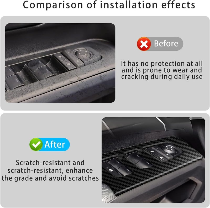 Treesiche Store Window Lift Control Switch Button Decorative Panel Cover Fit for 4Runner 2025 2026 SR SR5 TRD Limited/Platinum (Carbon Fiber) 4PCS 4Runner Accessories - Image 4